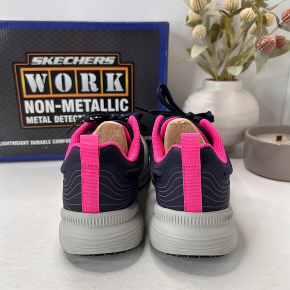 Skechers Carbix-Niyla Composite Toe Work Shoe Navy/Pink 108196 Women's 6.5 NWB - Picture 4 of 10